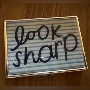 Kate Spade White & Blue Striped Metal Business Card/Credit card holder.